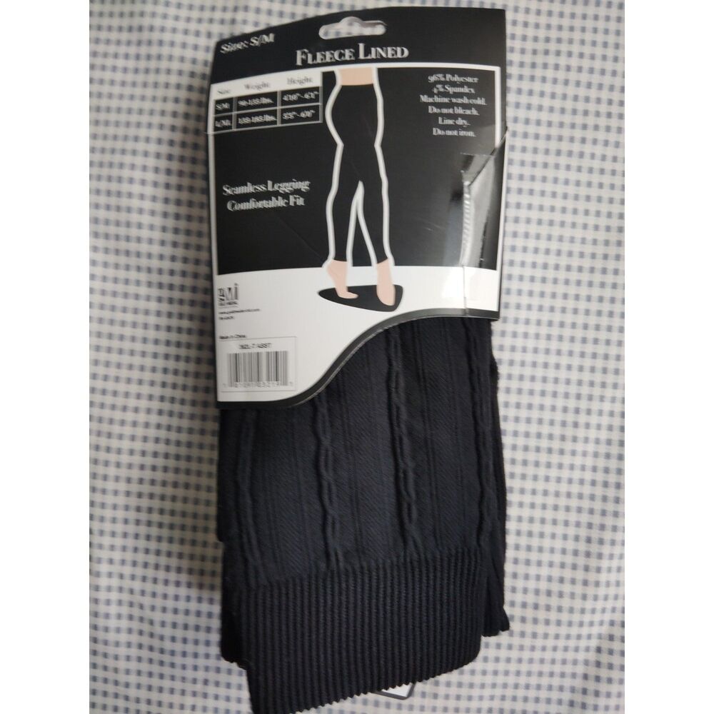 New Gold Medal Seamless Legging Comfortable Fit High Rise Fleece Black Size S/M
